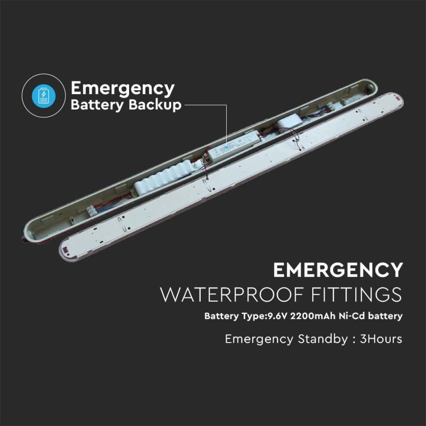 LED Τεχνικό φθορισμού φωτιστικό με έκτακτο module EMERGENCY LED/48W/230V 4000K 150cm IP65