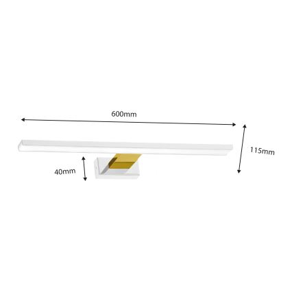 LED φωτιστικό καθρέφτη για μπάνιο SHINE LED/13,8W/230V 60 cm IP44 λευκό/χρυσό
