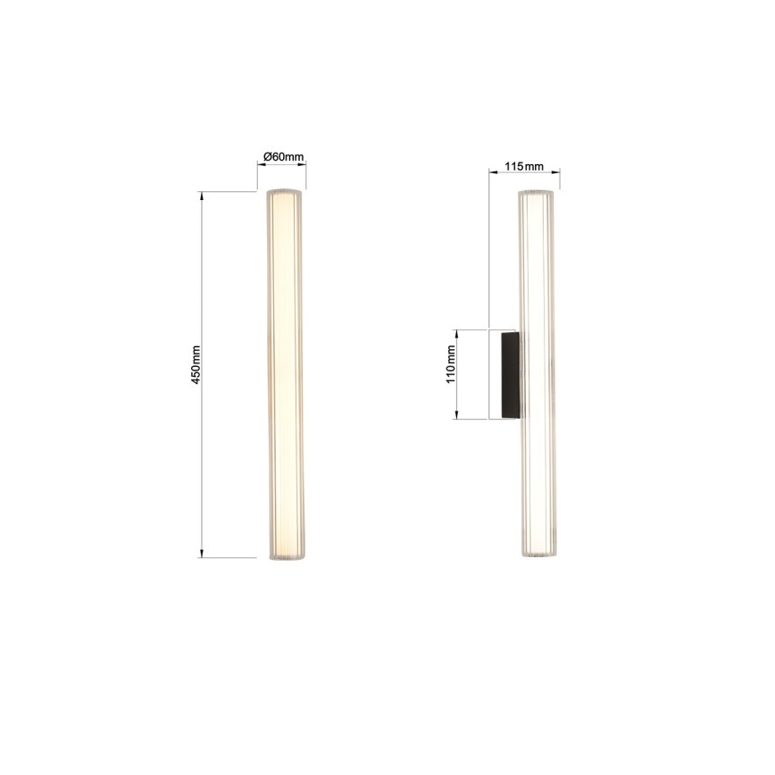 LED φωτιστικό για καθρέφτη μπάνιου LINEA LED/8W/230V 3000/4000/6000K IP44 45 cm μαύρο