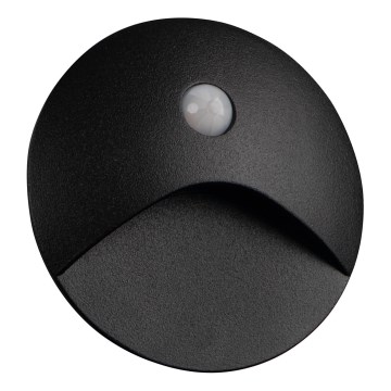 LED φωτιστικό σκάλας με αισθητήρα κίνησης και λυκόφωτος EXIN LED/2,5W/230V 3000K IP65 μαύρο στρογγυλό