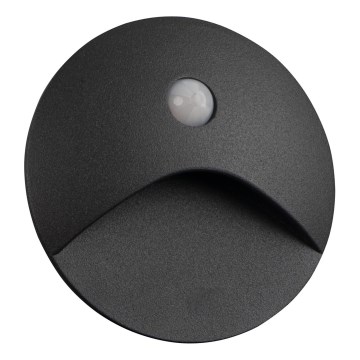 LED φωτιστικό σκάλας με αισθητήρα κίνησης και λυκόφωτος EXIN LED/2,5W/230V 4000K IP65 ανθρακί, στρογγυλό