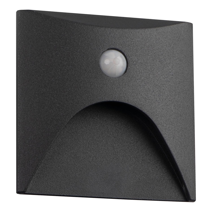 LED φωτιστικό σκάλας με αισθητήρα κίνησης και σούρουπου EXIN LED/2,5W/230V 3000K IP65 ανθρακί τετράγωνο