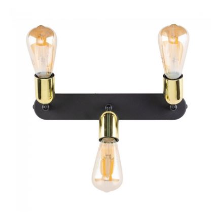 LED φωτιστικό σποτ TOP 3xE27/15W/230V μαύρο/χρυσό