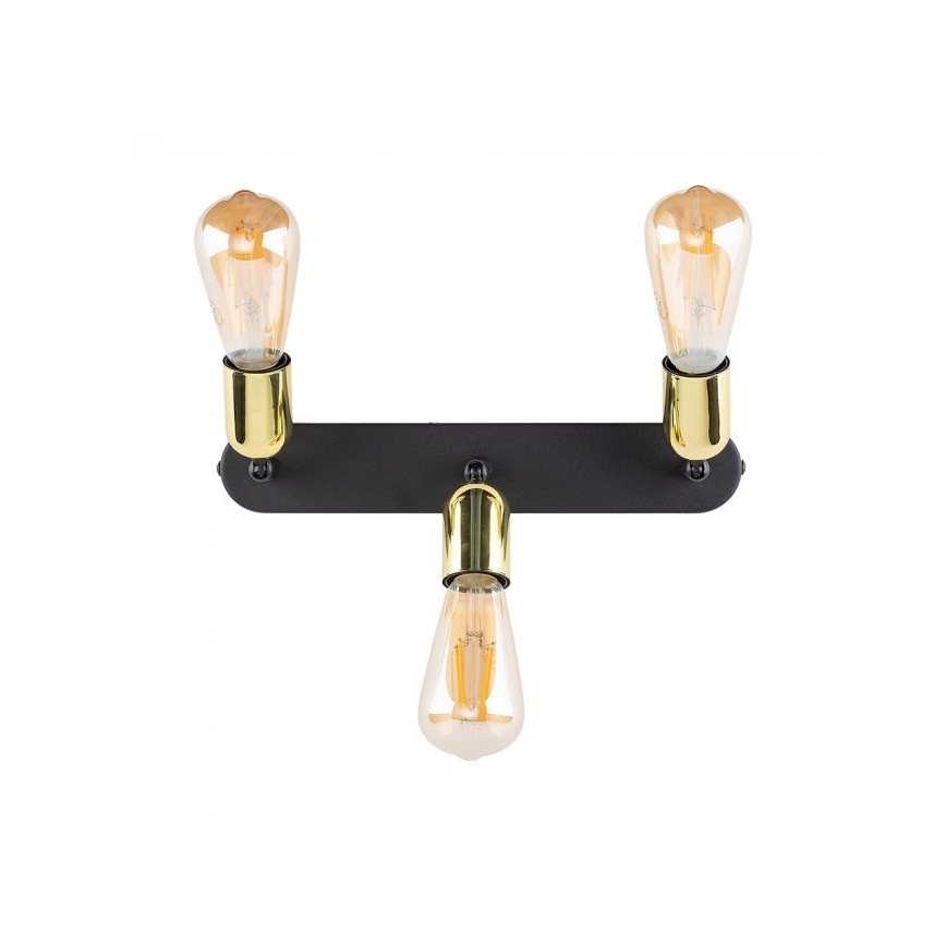 LED φωτιστικό σποτ TOP 3xE27/15W/230V μαύρο/χρυσό