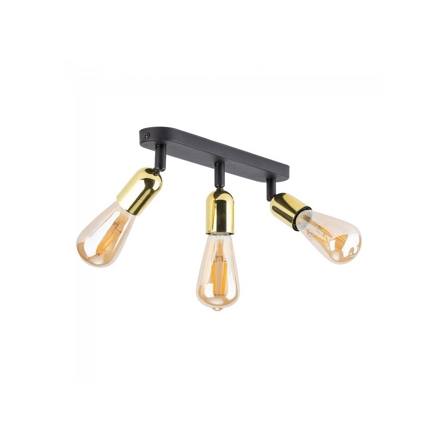 LED φωτιστικό σποτ TOP 3xE27/15W/230V μαύρο/χρυσό