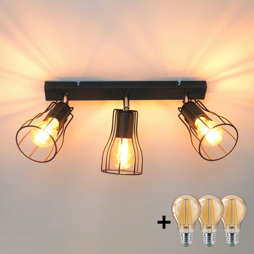 LED Φωτιστικό σποτ TUBE II 3xE27/15W/230V μαύρο