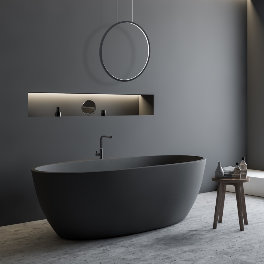 Φωτιστικό LED με καλώδιο SATURNO LED/28W/230V διάμ. 50 εκ. IP44 ανθρακί