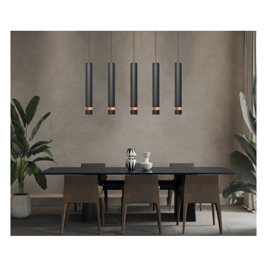 Φωτιστικό LED με καλώδιο TUBA 5xGU10/6,5W/230V μαύρο/χάλκινο