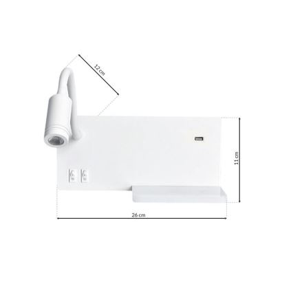 LED Φωτιστικό Τοίχου SHELF 1 × LED / 4 W + 1 × LED / 5 W + 1 × LED / 2 W / 230 V Λευκό