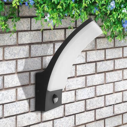 LED Φωτιστικό τοίχου εξωτερικού χώρου με αισθητήρα AMY LED/12W/230V IP44 μαύρο