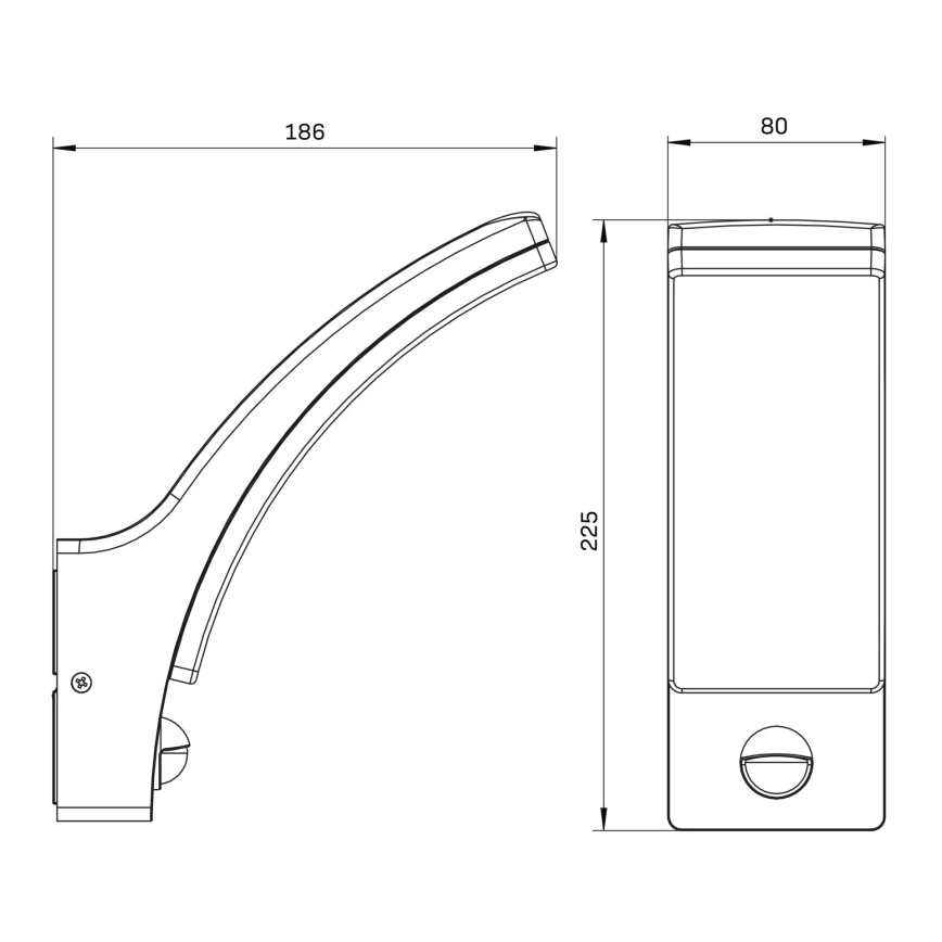 LED Φωτιστικό τοίχου εξωτερικού χώρου με αισθητήρα AMY LED/12W/230V IP44 μαύρο