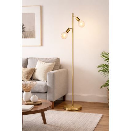 LED φωτιστικό δαπέδου 2xE27/7W/230V 2000K χρυσό