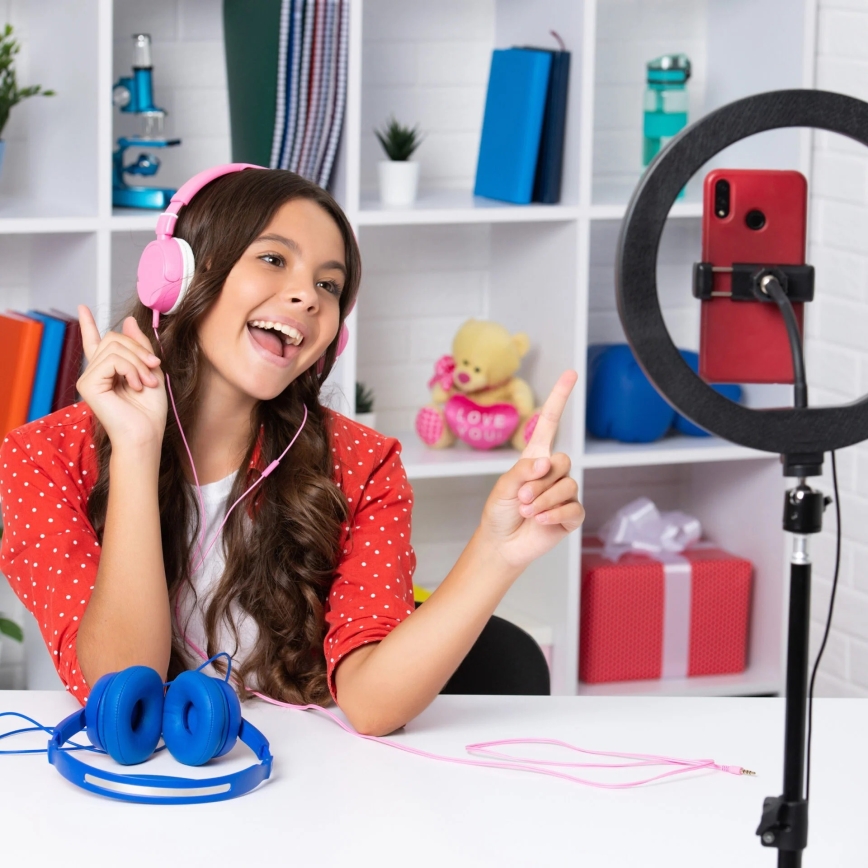 LED Φωτιστικό δαχτυλίδι ring με τρίποδο και βάση για κινητό LED/15W/5V 2700-6500K