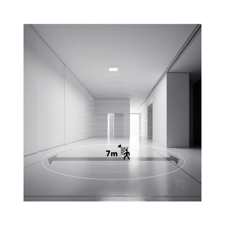 LED Φωτιστικό μπάνιου με αισθητήρα κίνησης και λυκόφωτος NIVERA LED/24W/230V IP54 3000/4000/6000K 30x30 εκ. μαύρο + τηλεχειριστήριο