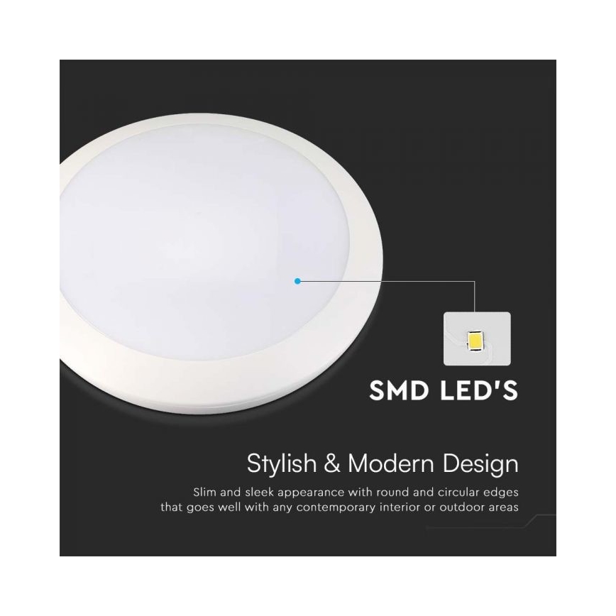 LED Φωτιστικό μπάνιου με αισθητήρα LED/20W/230V 3000/4000/6000K IP66 διάμ. 30 εκ.