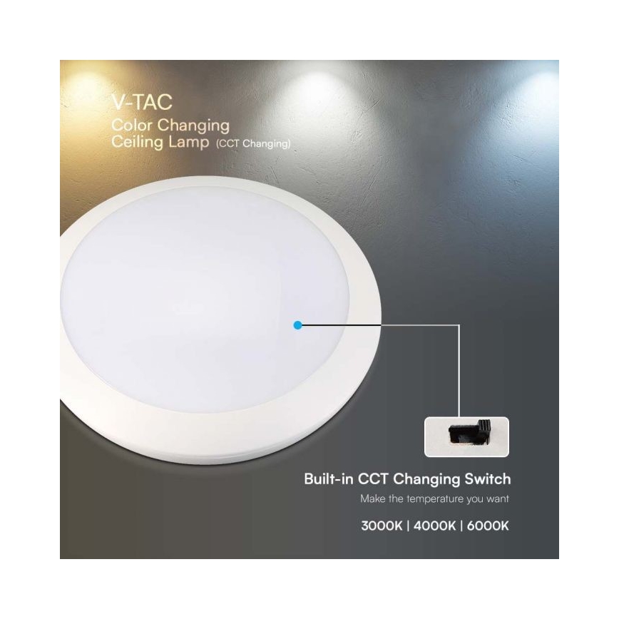 LED Φωτιστικό μπάνιου με αισθητήρα LED/20W/230V 3000/4000/6000K IP66 διάμ. 30 εκ.