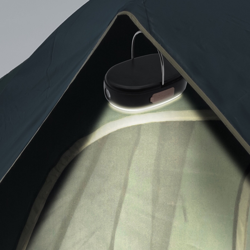 LED Φωτιστικό επαναφορτιζόμενο με ρύθμιση φωτεινότητας και λειτουργία powerbank K4 LED/1W/5V 3000-6500K IPX4 4000 mAh μαύρο