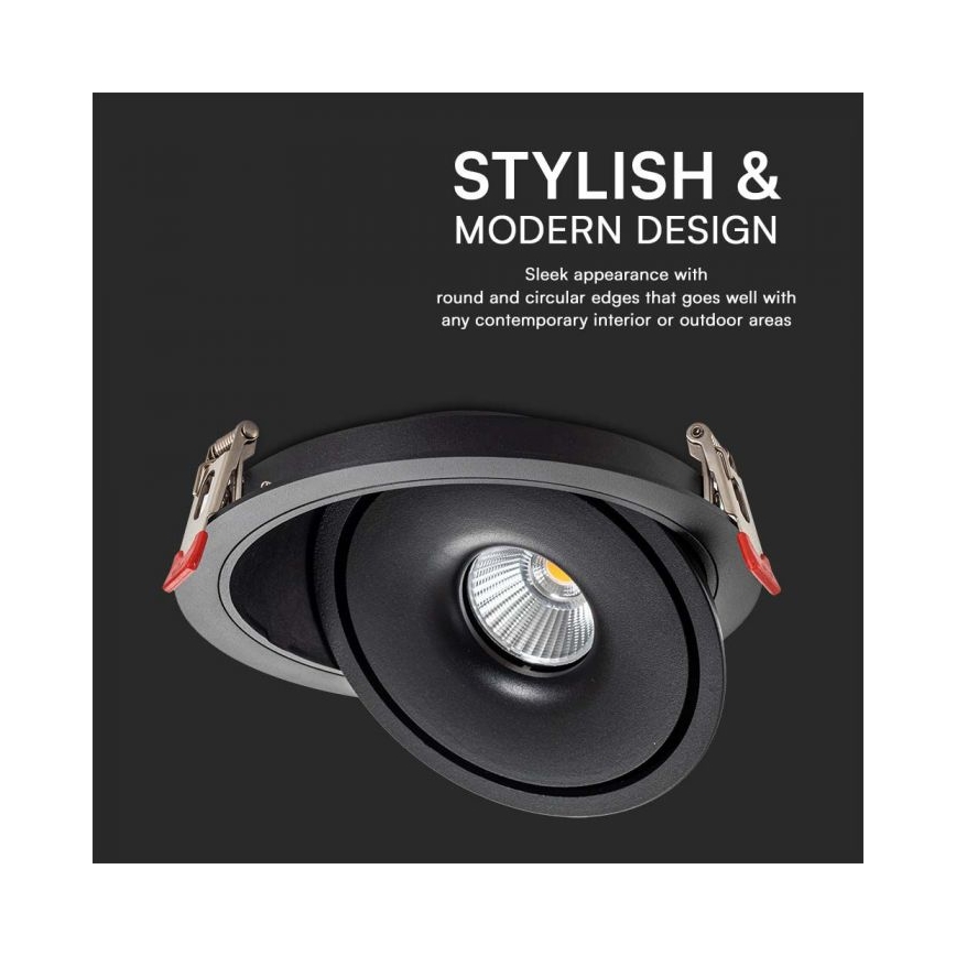 LED ενσωματωτό σποτ LED/20W/230V 3000/4000/6400K διάμ. 16,5 εκ. μαύρο