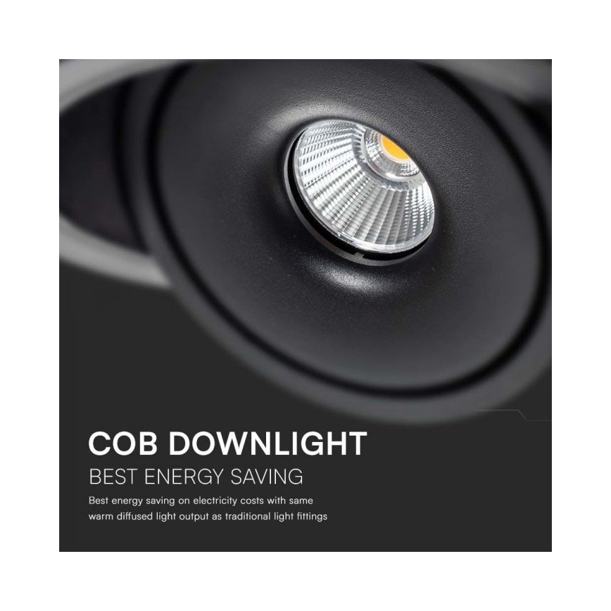 LED ενσωματωτό σποτ LED/20W/230V 3000/4000/6400K διάμ. 16,5 εκ. μαύρο