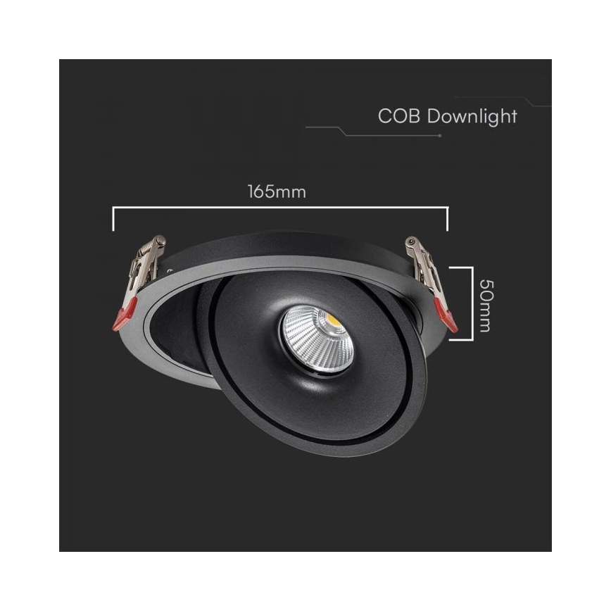 LED ενσωματωτό σποτ LED/20W/230V 3000/4000/6400K διάμ. 16,5 εκ. μαύρο