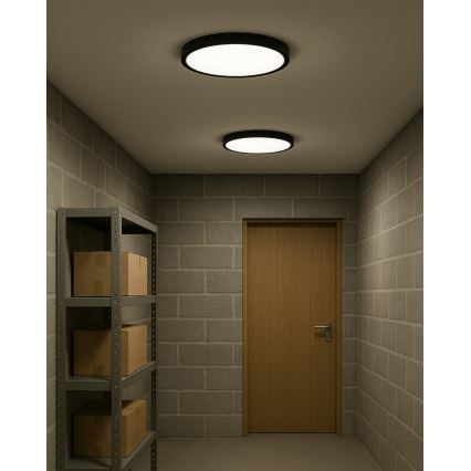 LED φωτιστικό οροφής, 24W/230V, 3000/4000/6500K, διάμ. 30 cm, μαύρο