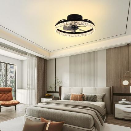 LED Φωτιστικό οροφής dimmable με ανεμιστήρα LED/35W/230V 3000-6500K μαύρο + τηλεχειριστήριο