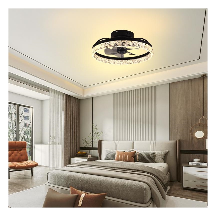 LED Φωτιστικό οροφής dimmable με ανεμιστήρα LED/35W/230V 3000-6500K μαύρο + τηλεχειριστήριο