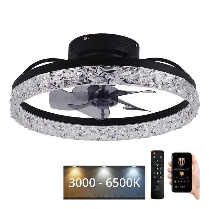 LED Φωτιστικό οροφής dimmable με ανεμιστήρα LED/35W/230V 3000-6500K μαύρο + τηλεχειριστήριο