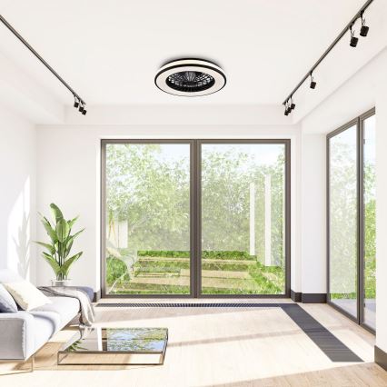 LED Φωτιστικό οροφής dimmable με ανεμιστήρα LED/48W/230V 3000-6500K μαύρο + τηλεχειριστήριο