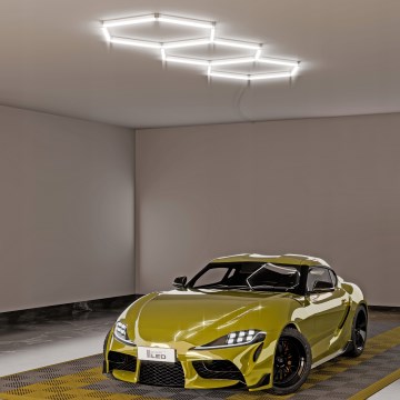 LED Φωτιστικό οροφής HEXAGON LED/128W/85-265V 6000K 248x97 cm CRI 90 IP54 λευκό