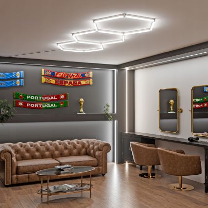 LED Φωτιστικό οροφής HEXAGON LED/128W/85-265V 6000K 248x97 cm CRI 90 IP54 λευκό