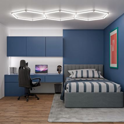 LED Φωτιστικό οροφής HEXAGON LED/128W/85-265V 6000K 248x97 cm CRI 90 IP54 λευκό