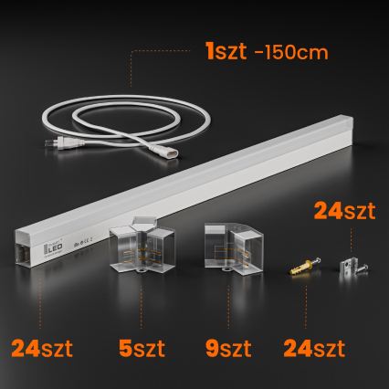 LED Φωτιστικό οροφής HEXAGON LED/128W/85-265V 6000K 248x97 cm CRI 90 IP54 λευκό