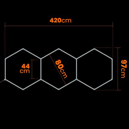 LED Φωτιστικό οροφής HEXAGON LED/128W/85-265V 6000K 248x97 cm CRI 90 IP54 λευκό