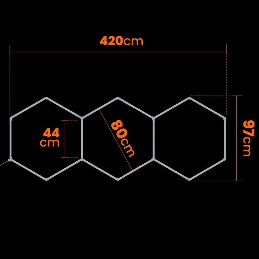 LED Φωτιστικό οροφής HEXAGON LED/128W/85-265V 6000K 248x97 cm CRI 90 IP54 λευκό