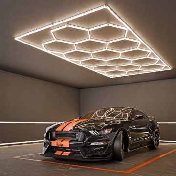 LED φωτιστικό οροφής HEXAGON LED/696W/85-265V 4000K 484x243 cm CRI 90 IP54 λευκό