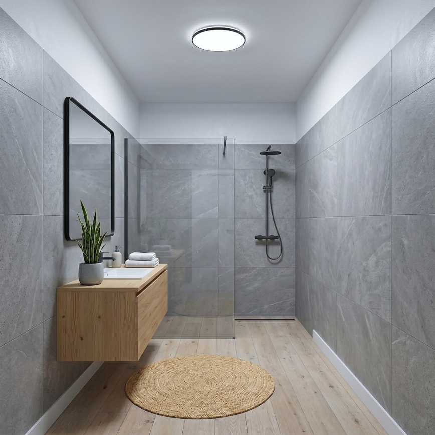 LED φωτιστικό οροφής HUGO LED/12/18/24W/230V 3000/4000/6500K Ø 30 cm IP54 μαύρο