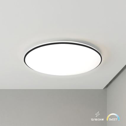 LED φωτιστικό οροφής HUGO LED/12/18/24W/230V 3000/4000/6500K Ø 30 cm IP54 μαύρο