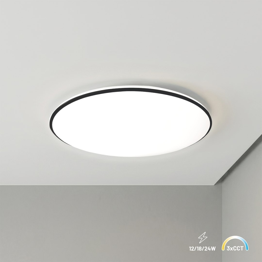 LED φωτιστικό οροφής HUGO LED/12/18/24W/230V 3000/4000/6500K Ø 30 cm IP54 μαύρο