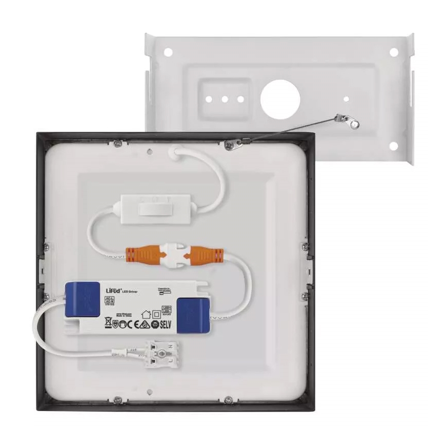 LED Φωτιστικό οροφής NEXXO LED/12,5W/230V 3000/3500/4000K 17x17 cm μαύρο