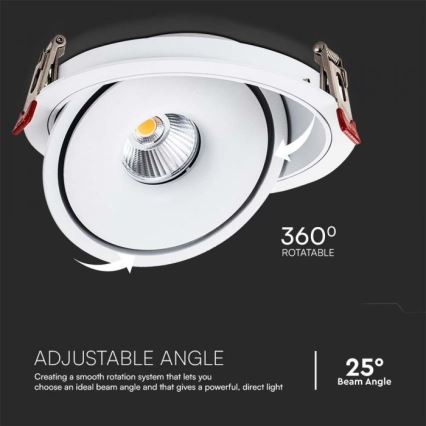 LED Εντοιχιζόμενο Σποτ LED/12W/230V 3000/4000/6400K Ø 12 εκ. λευκό