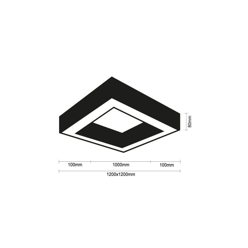 LED φωτιστικό οροφής LED/150W/230V 3000/4000/6500K 120x120 cm μαύρο