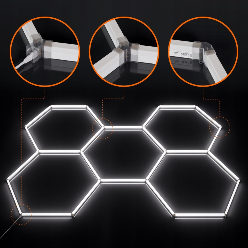 LED φωτιστικό οροφής HEXAGON LED/240W/85-265V 4000K 298x209 cm CRI 90 IP54 λευκό