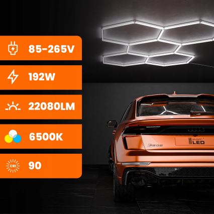 Φωτιστικό οροφής LED HEXAGON LED/240W/85-265V 6500K 298x209 cm CRI 90 IP44 λευκό