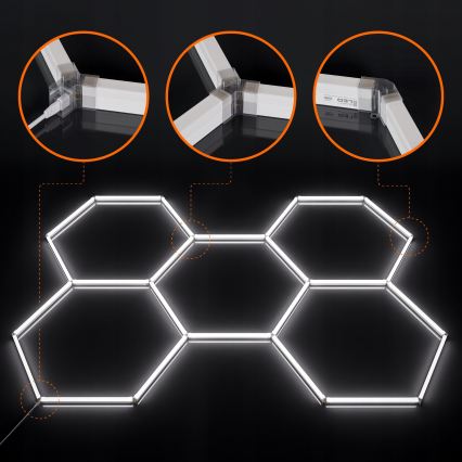 Φωτιστικό οροφής LED HEXAGON LED/240W/85-265V 6500K 298x209 cm CRI 90 IP44 λευκό