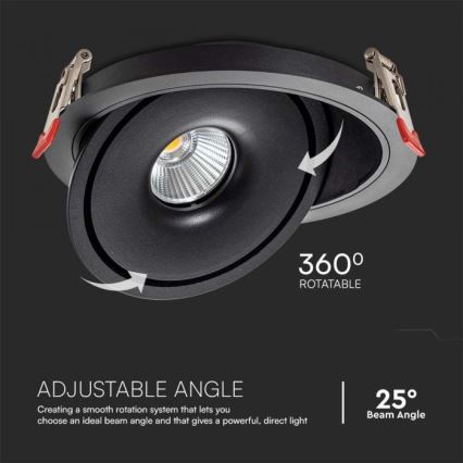 LED Ενσωματωτό Σποτ Οροφής LED/28W/230V 3000/4000/6400K Ø 20 εκ. Μαύρο