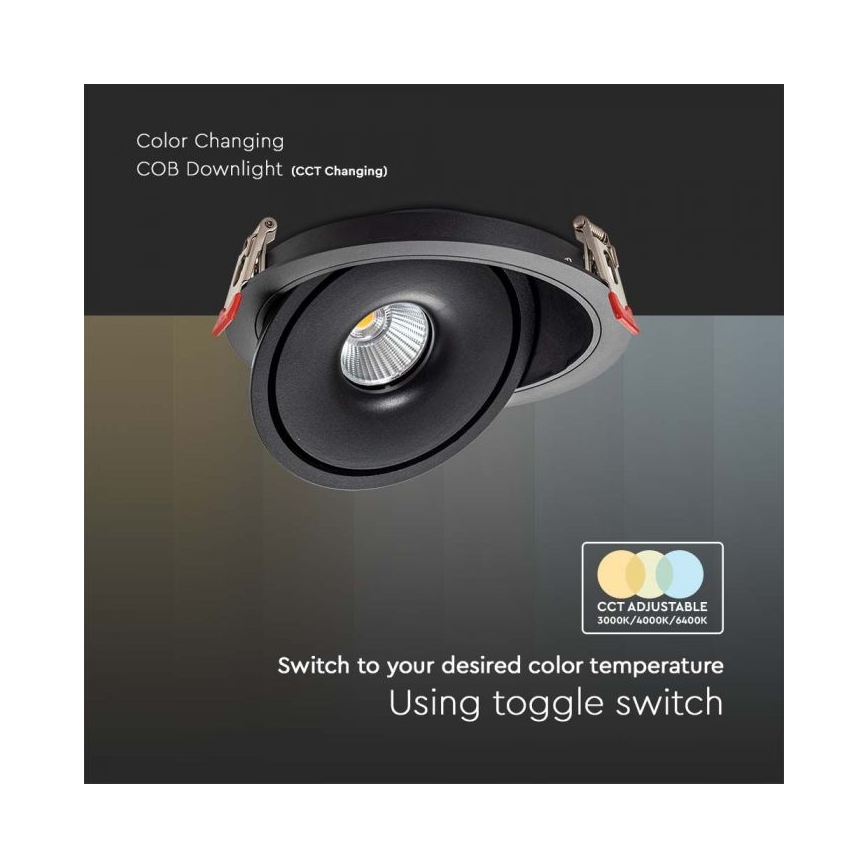 LED Ενσωματωτό Σποτ Οροφής LED/28W/230V 3000/4000/6400K Ø 20 εκ. Μαύρο