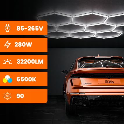 Φωτιστικό οροφής LED HEXAGON LED/350W/85-265V 6500K 313x298 cm CRI 90 IP44 λευκό