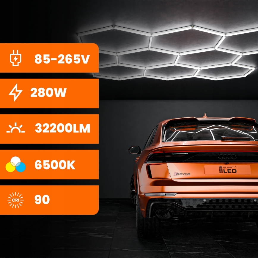 Φωτιστικό οροφής LED HEXAGON LED/350W/85-265V 6500K 313x298 cm CRI 90 IP44 λευκό