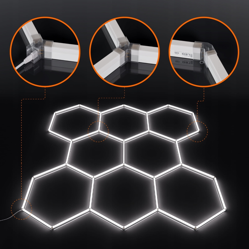 Φωτιστικό οροφής LED HEXAGON LED/350W/85-265V 6500K 313x298 cm CRI 90 IP44 λευκό